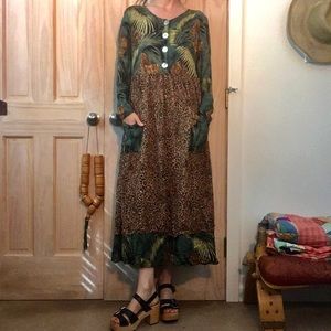 Vintage Jungle print maxi dress